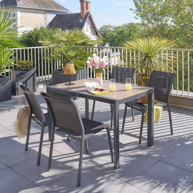 Table de jardin Effet bois / Graphite (vendue seule)