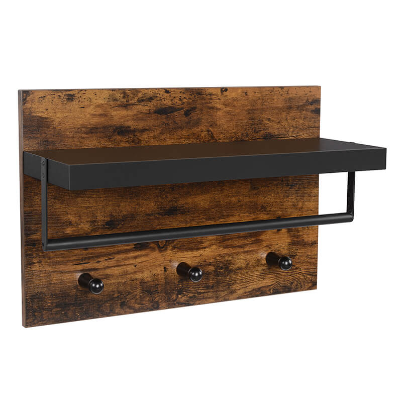 Patère + étagère en bois foncé L75