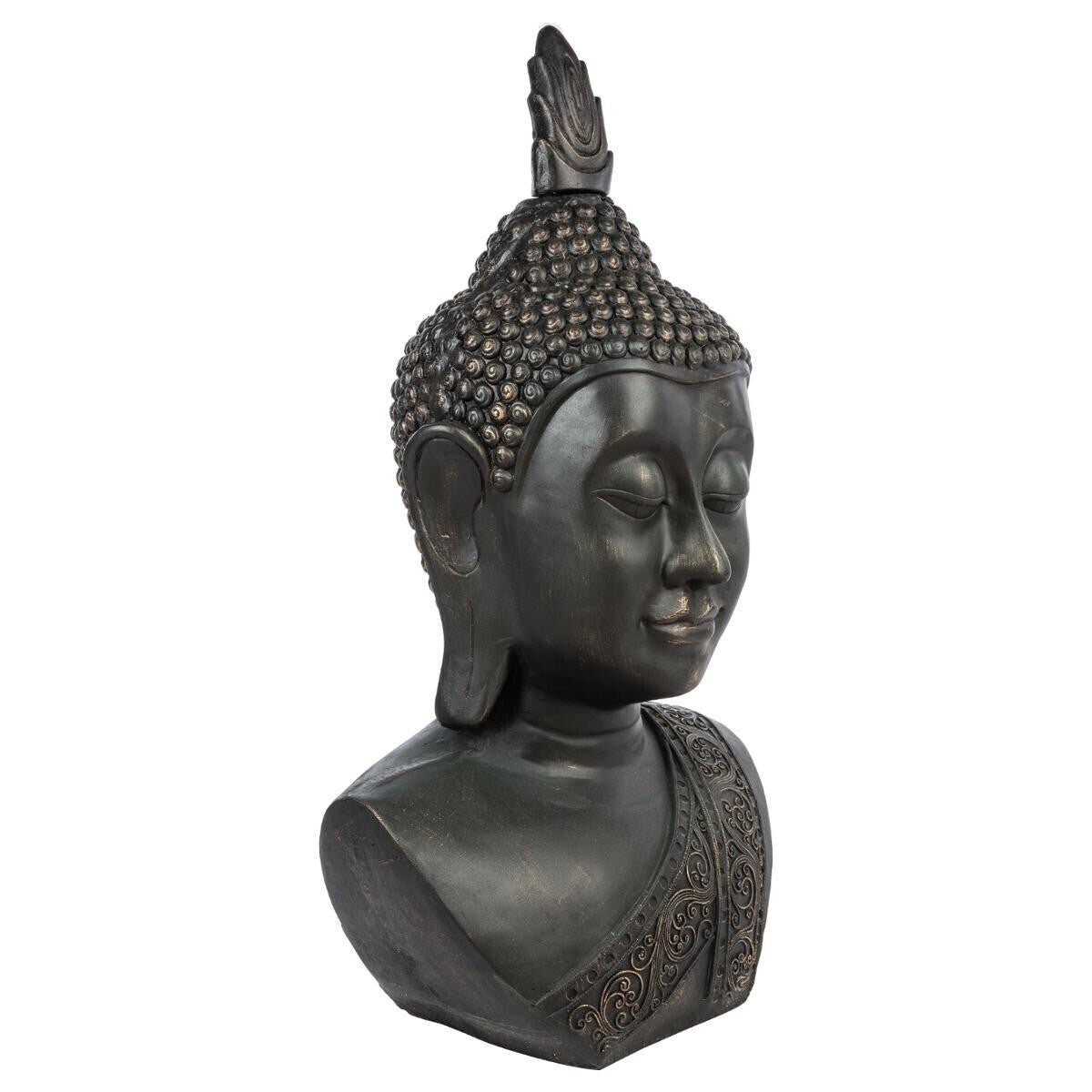 Grande tête de bouddha H113 cm effet pierre noir