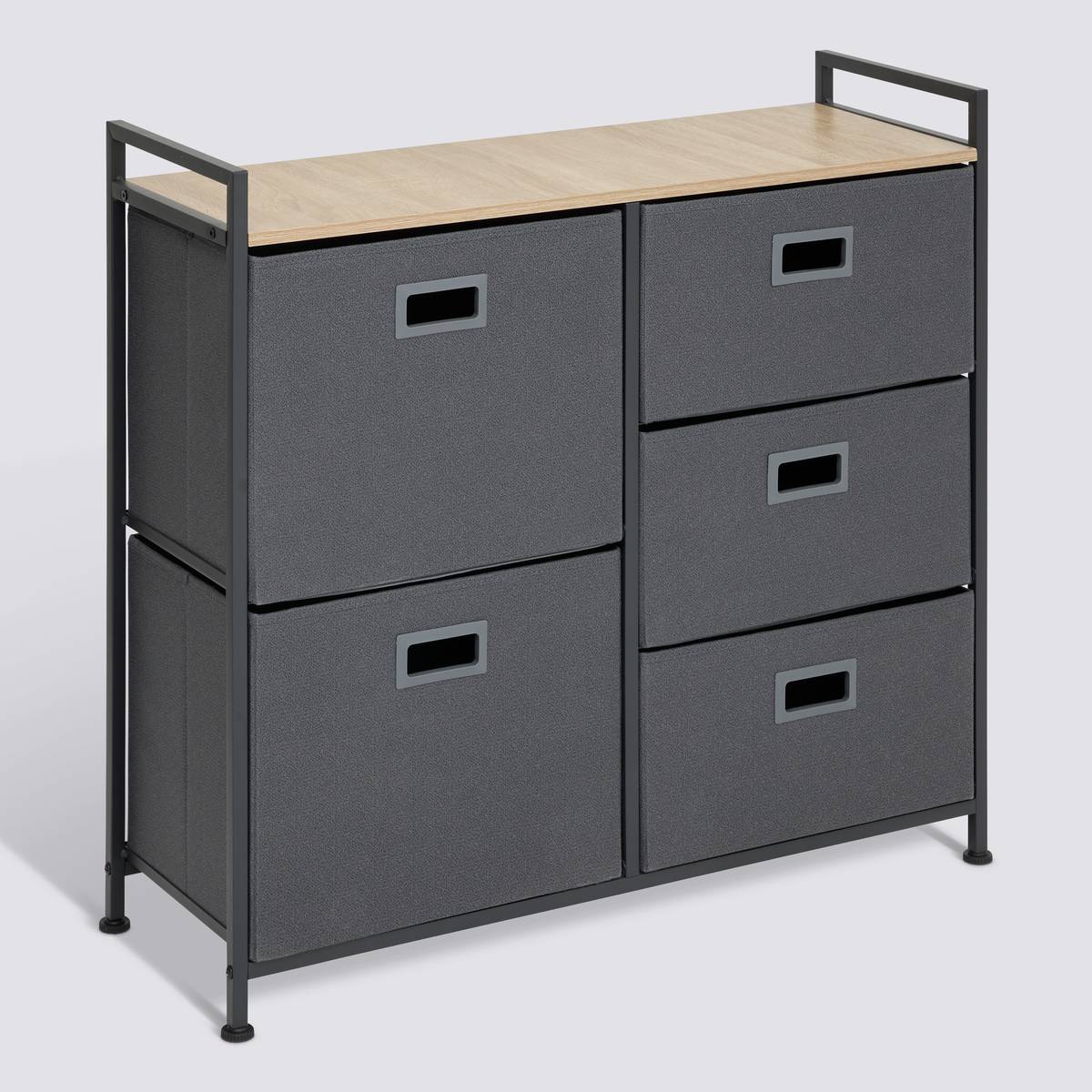 Rangement 5 tiroirs en tissu gris foncé L83 x H77 cm