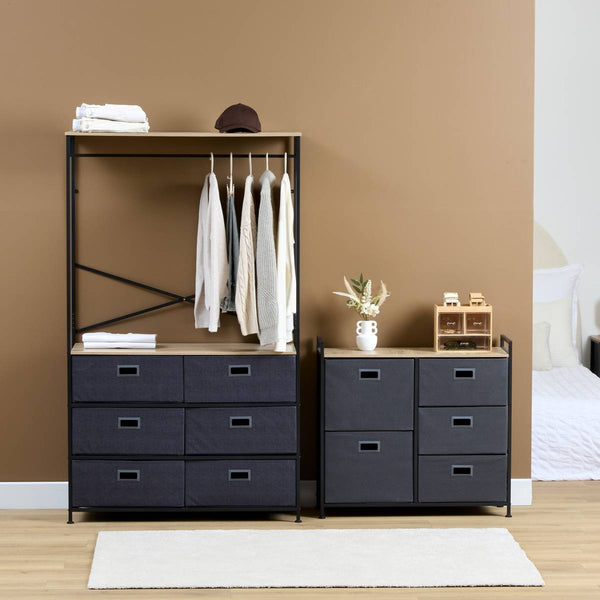 Rangement 5 tiroirs en tissu gris foncé L83 x H77 cm
