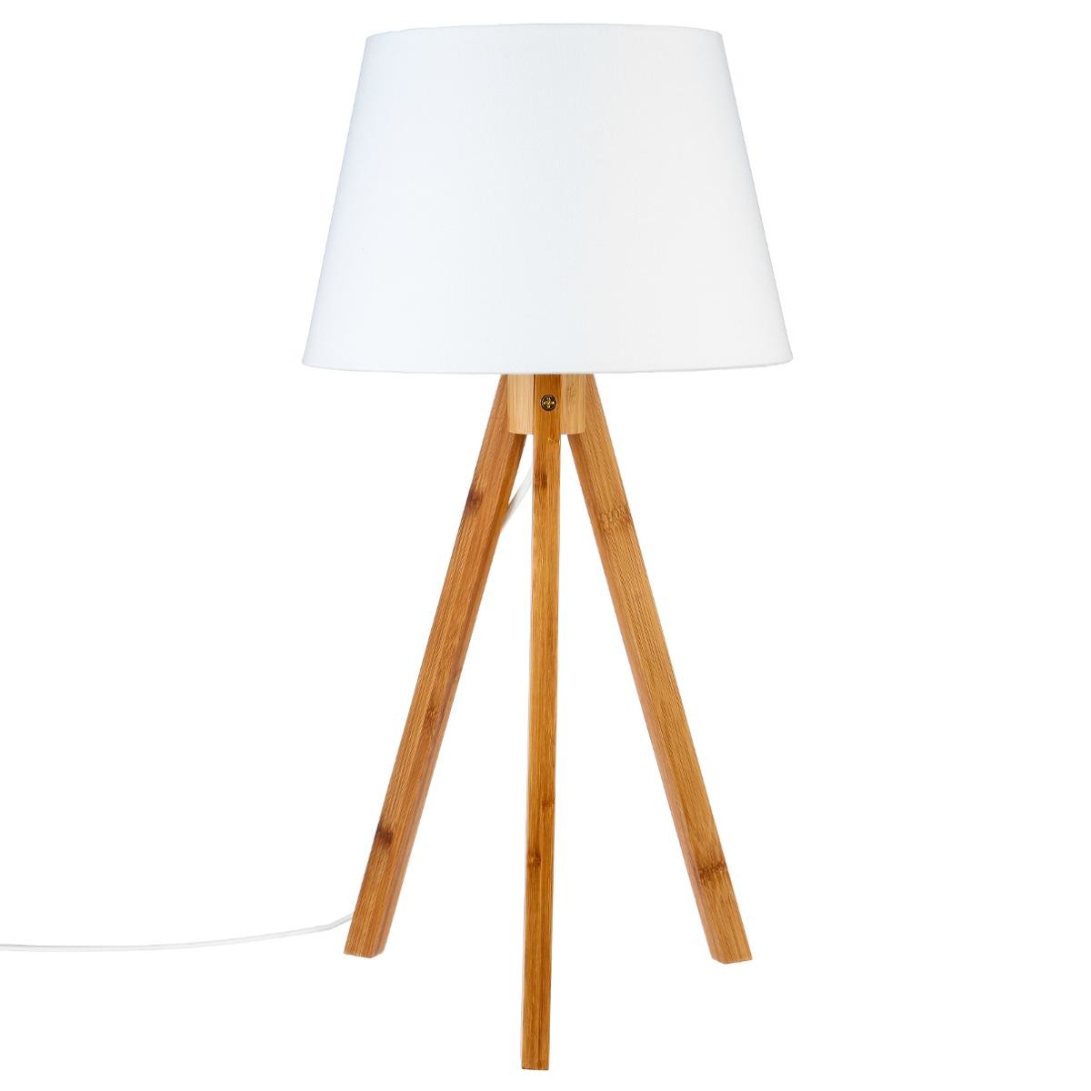 Lampe à poser blanche en bois H55
