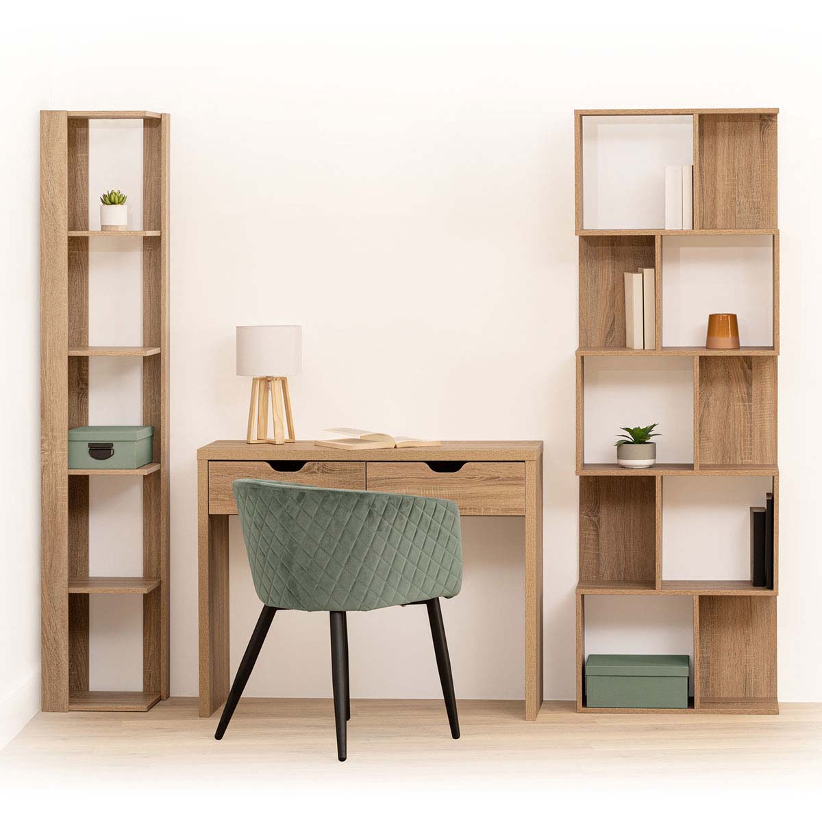 Étagère d'angle effet chêne naturel L33 x H179 cm