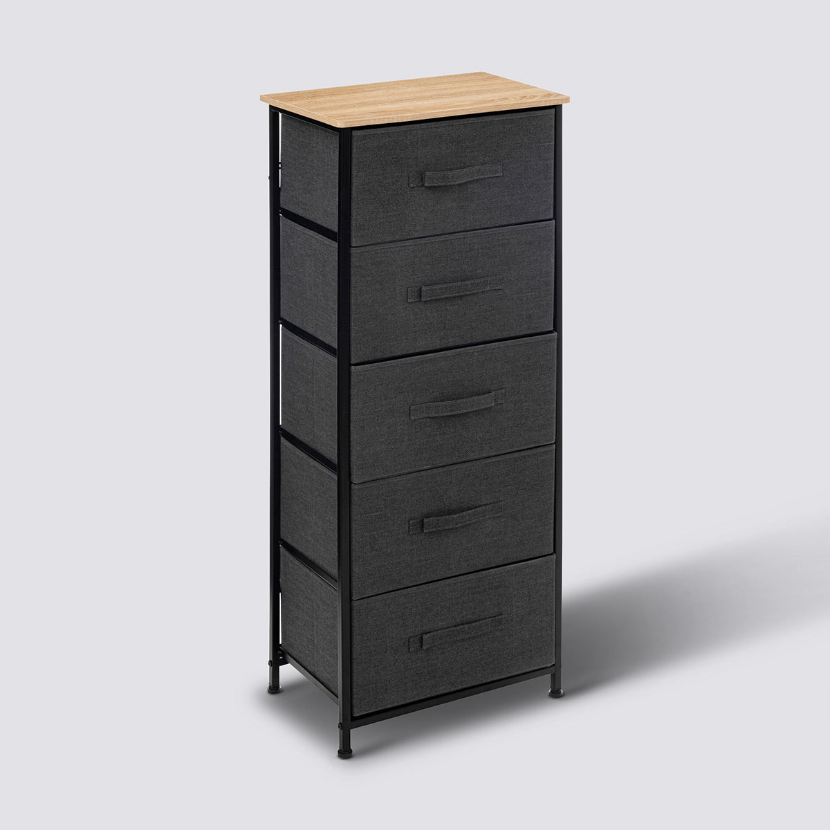 Rangement haut 5 tiroirs en tissu gris foncé L45 x H114 cm