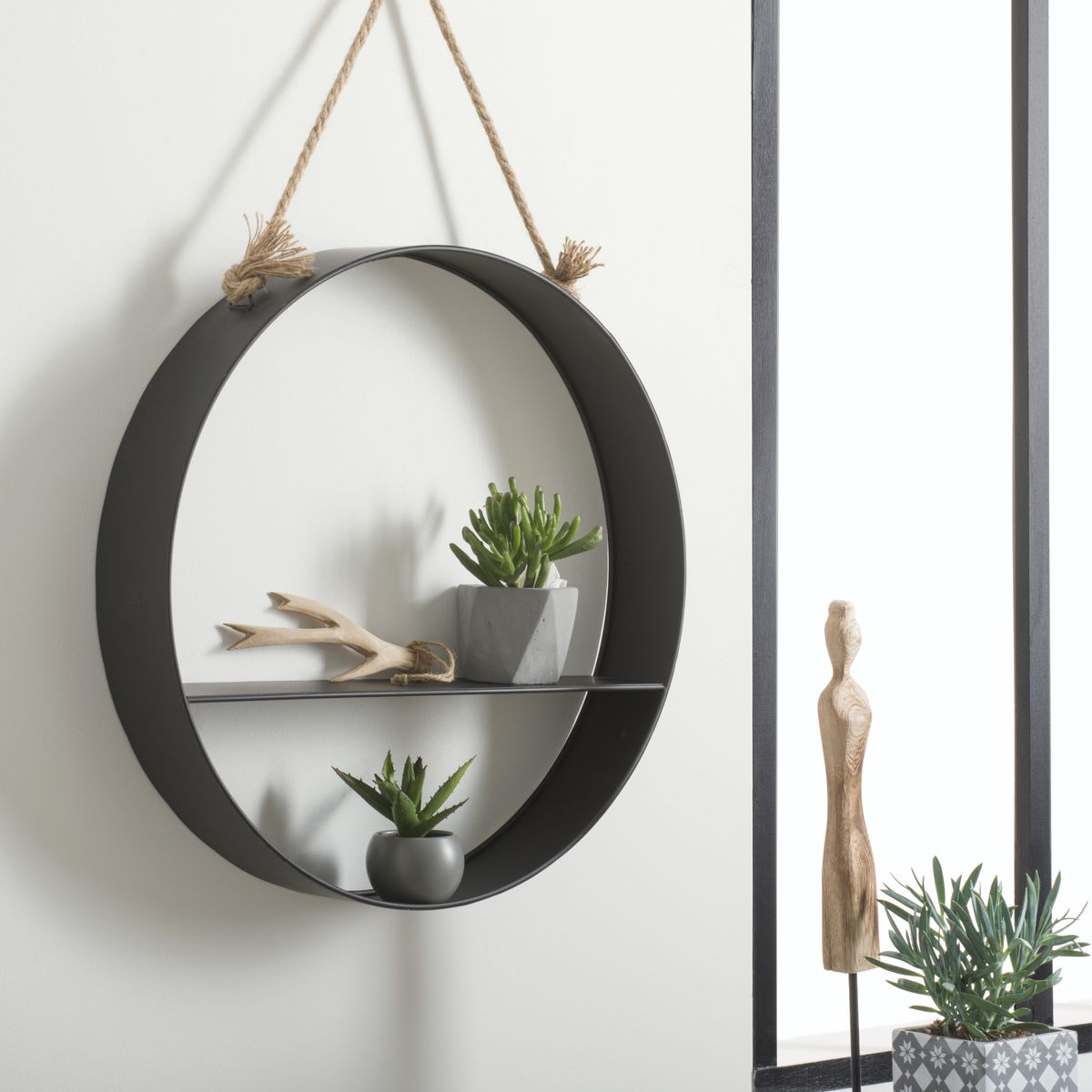 Etagère ronde murale en métal D55