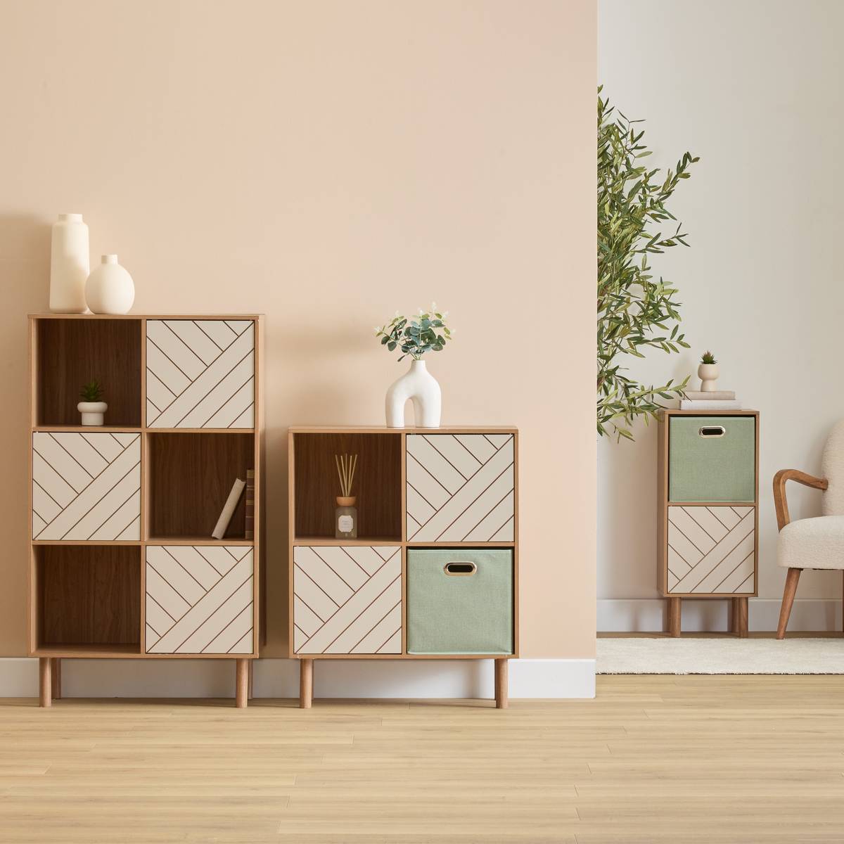 Étagère 4 cases haut 82,6 cm effet bois