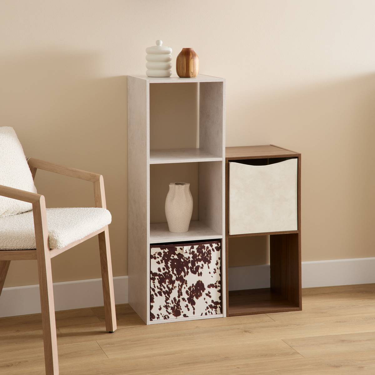 Étagère 3 cases effet travertin L34,5 x H100,5 cm