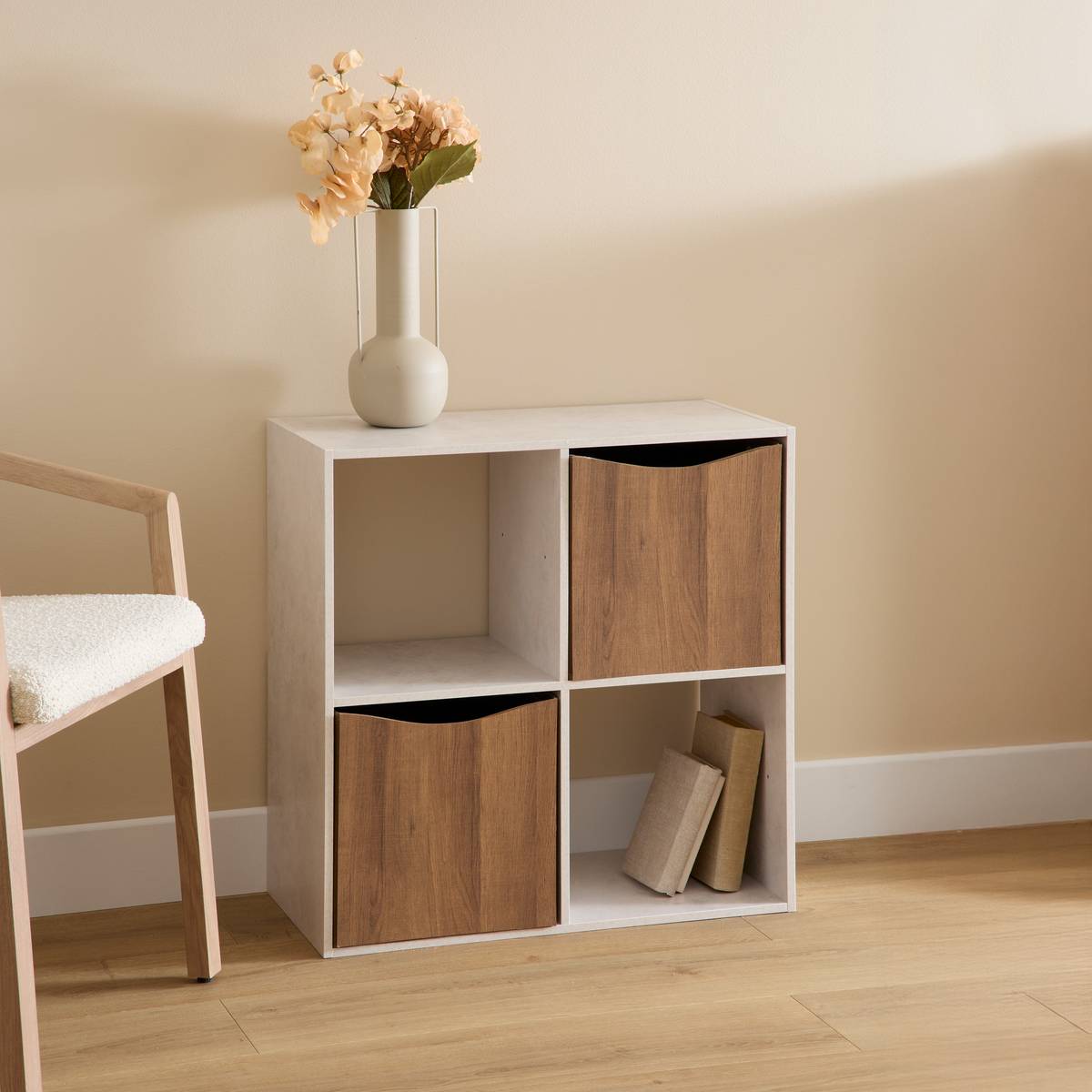 Étagère 4 cases effet travertin L67,5 x H67,5 cm