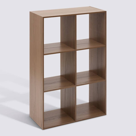 Étagère 6 cases effet noyer L67,5 x H100,5 cm