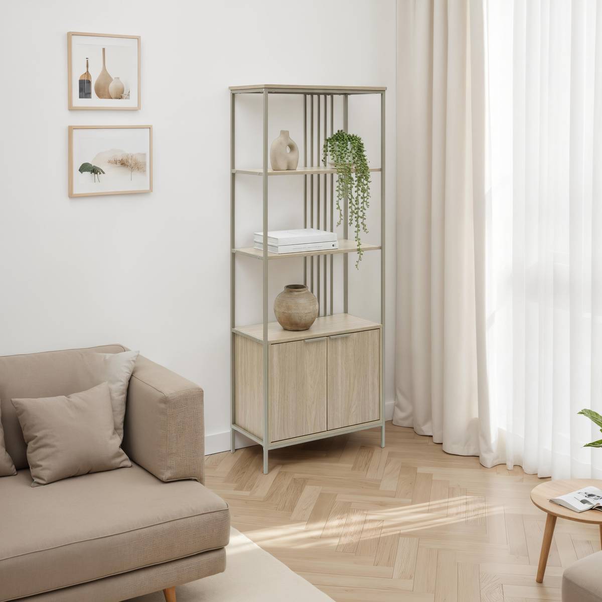 Étagère double 2 portes haut 176 cm sable