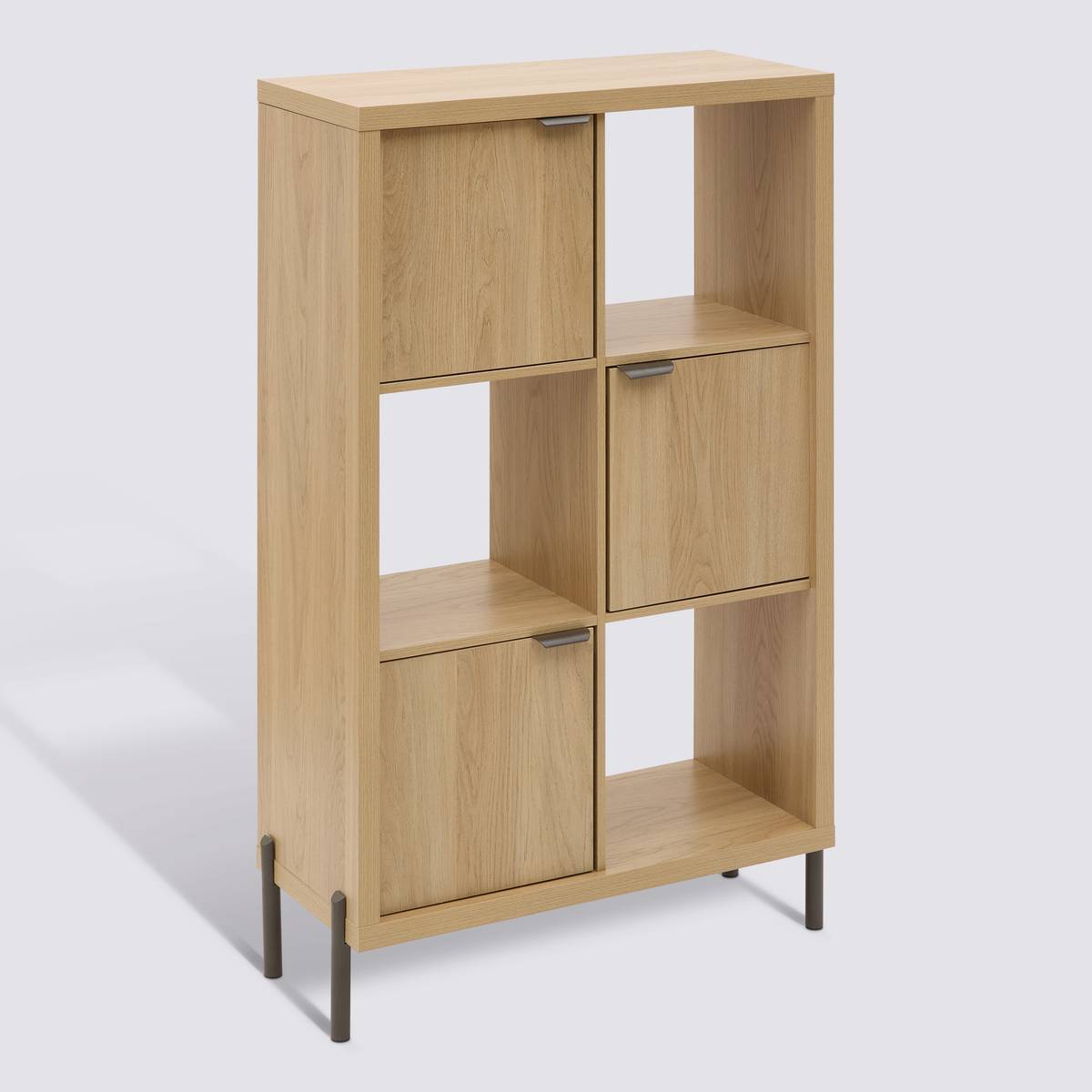 Étagère 6 cases 3 portes haut 116,5 cm effet chêne naturel