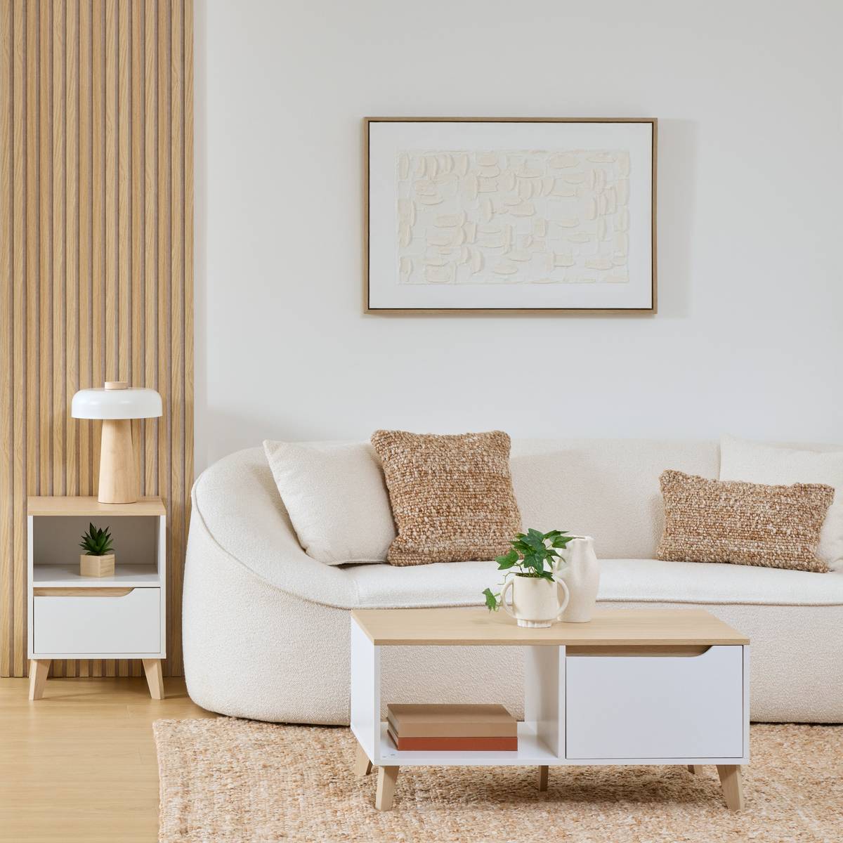 Table basse long 90 cm blanc