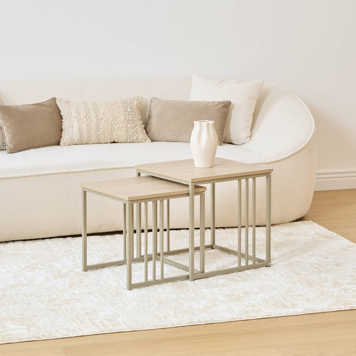 Lot de 2 tables gigognes sable L45 x H45 cm