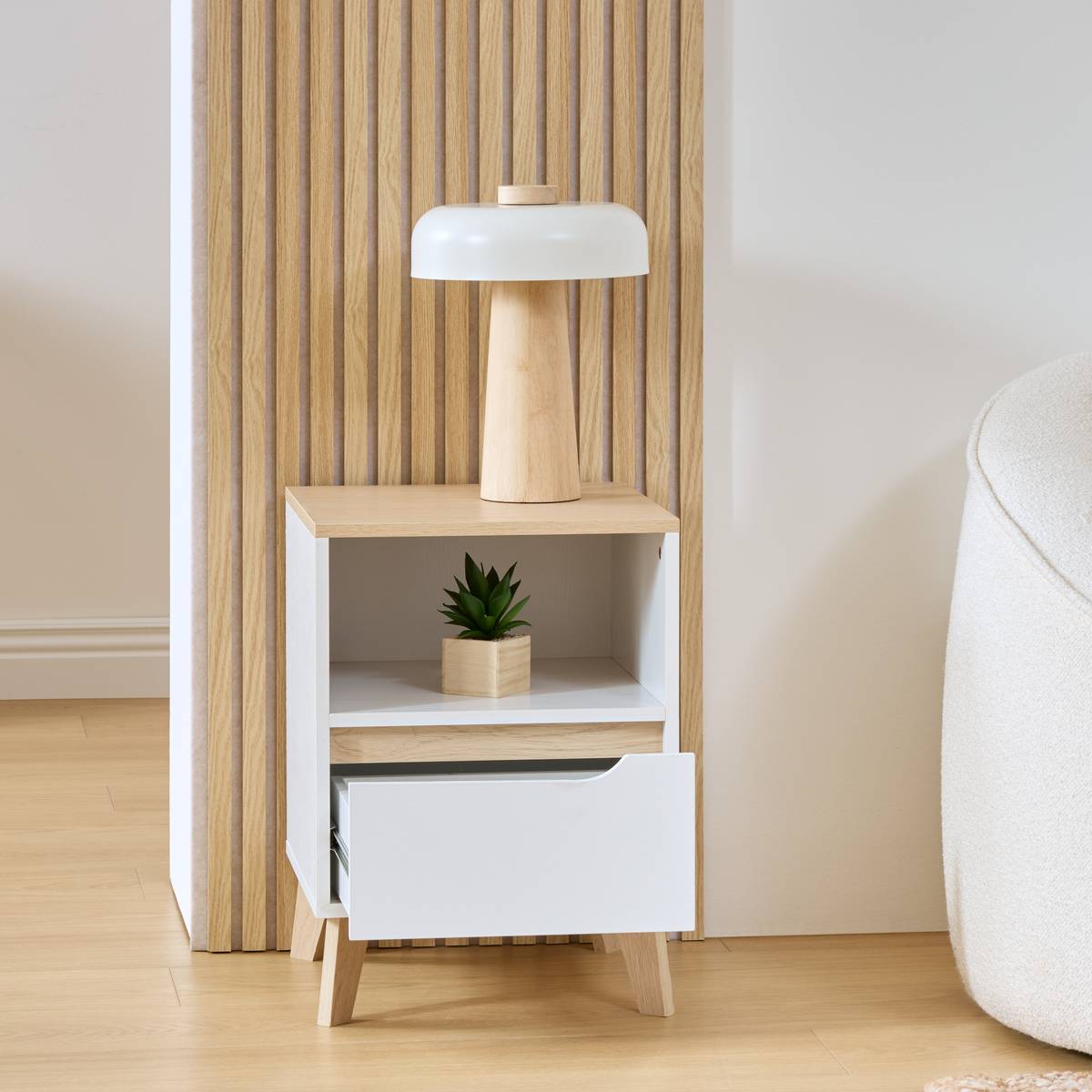 Table de chevet haut 55 cm blanc