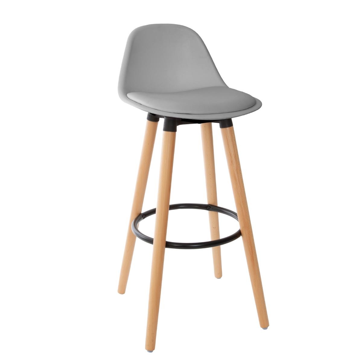 Tabouret en bois et simili gris