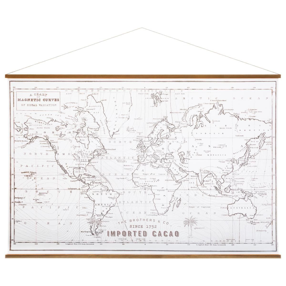 Toile carte du monde 110x73 blanche