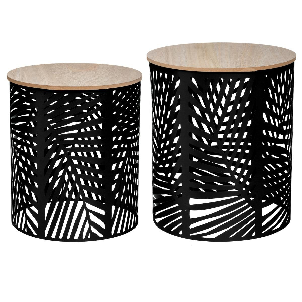 Lot de 2 tables à café Feuilles Noires