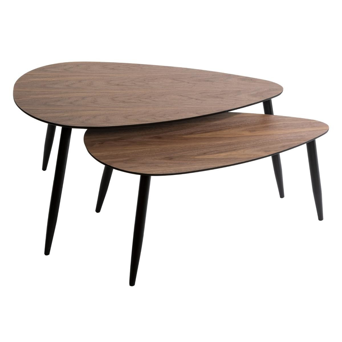 Lot de 2 tables basses effet noyer
