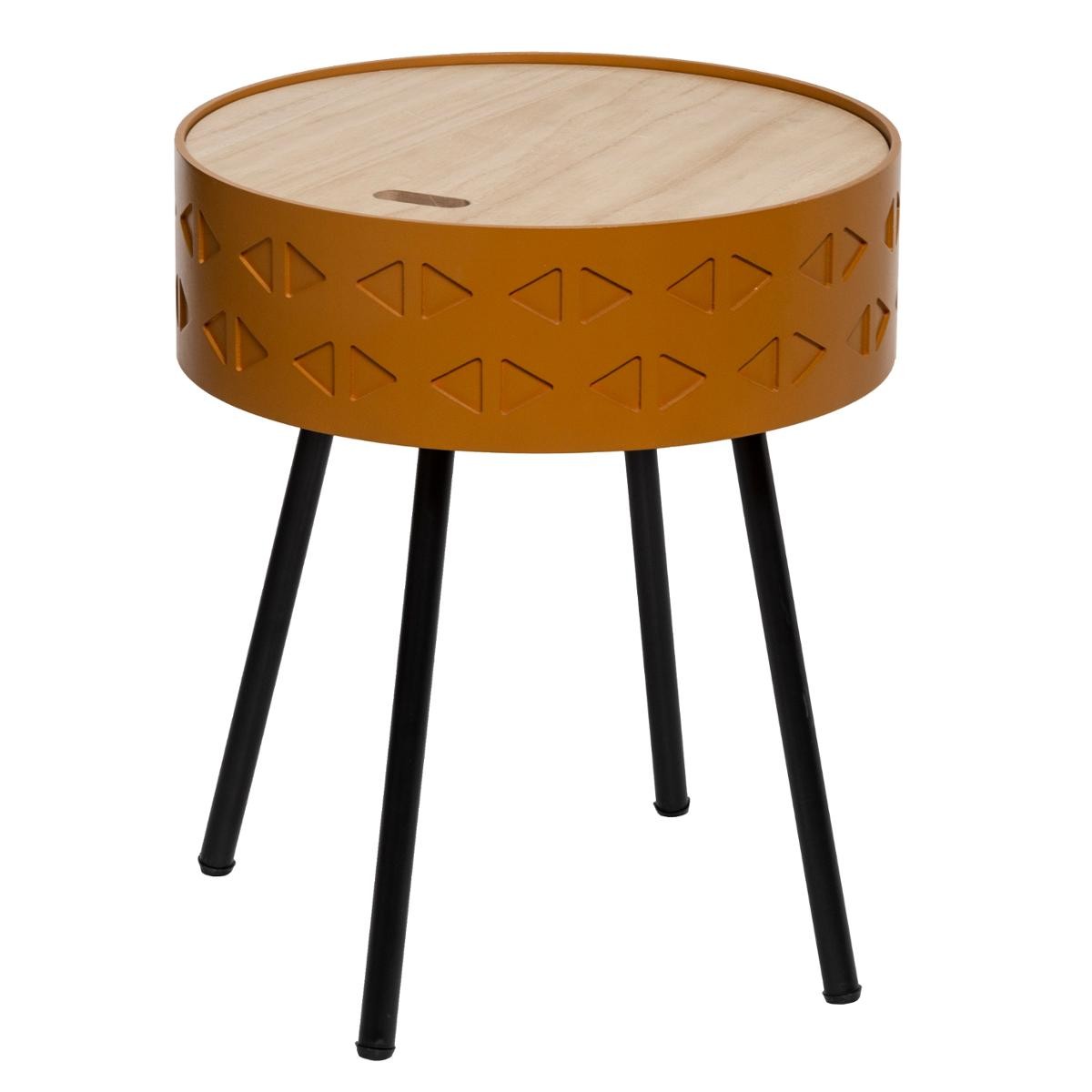 Table de chevet moutarde pied noir
