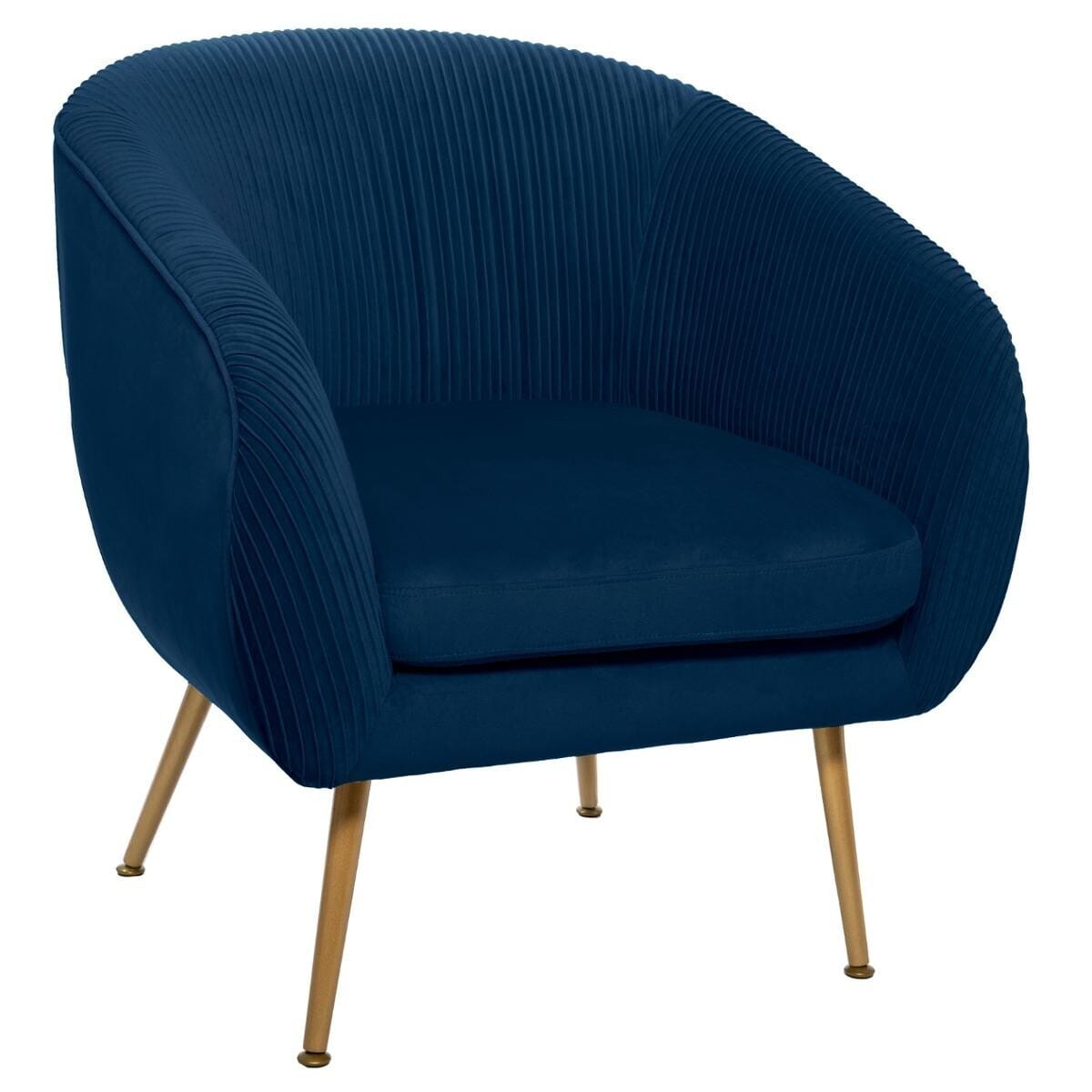 Fauteuil en velours bleu et pied doré