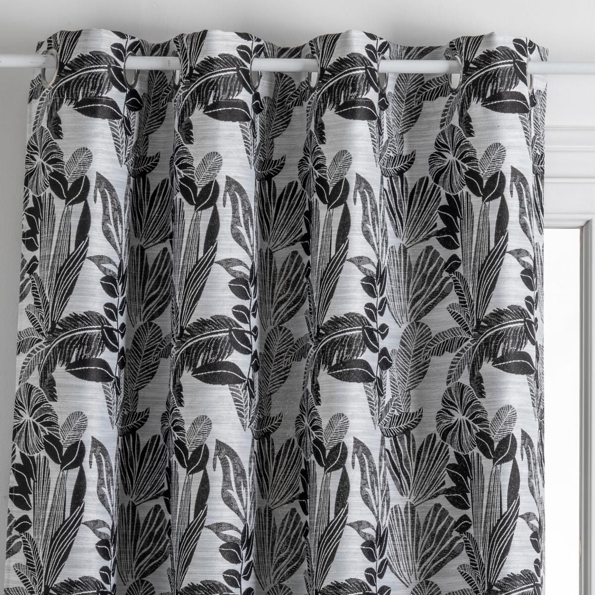 Rideau occultant motif Jacquard gris 140×260 (vendu par 1)