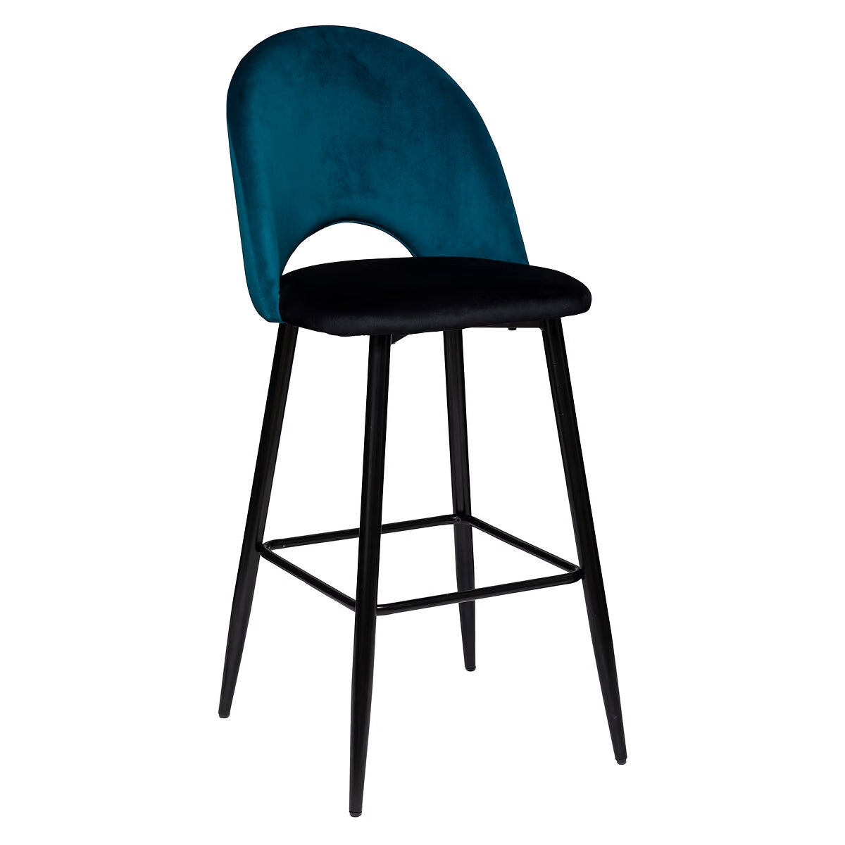 Tabouret art déco en velours bleu et noir