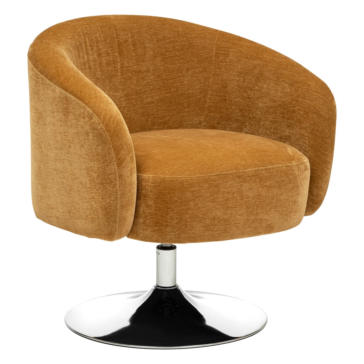 Fauteuil ocre pivotant en tissus ultra confort