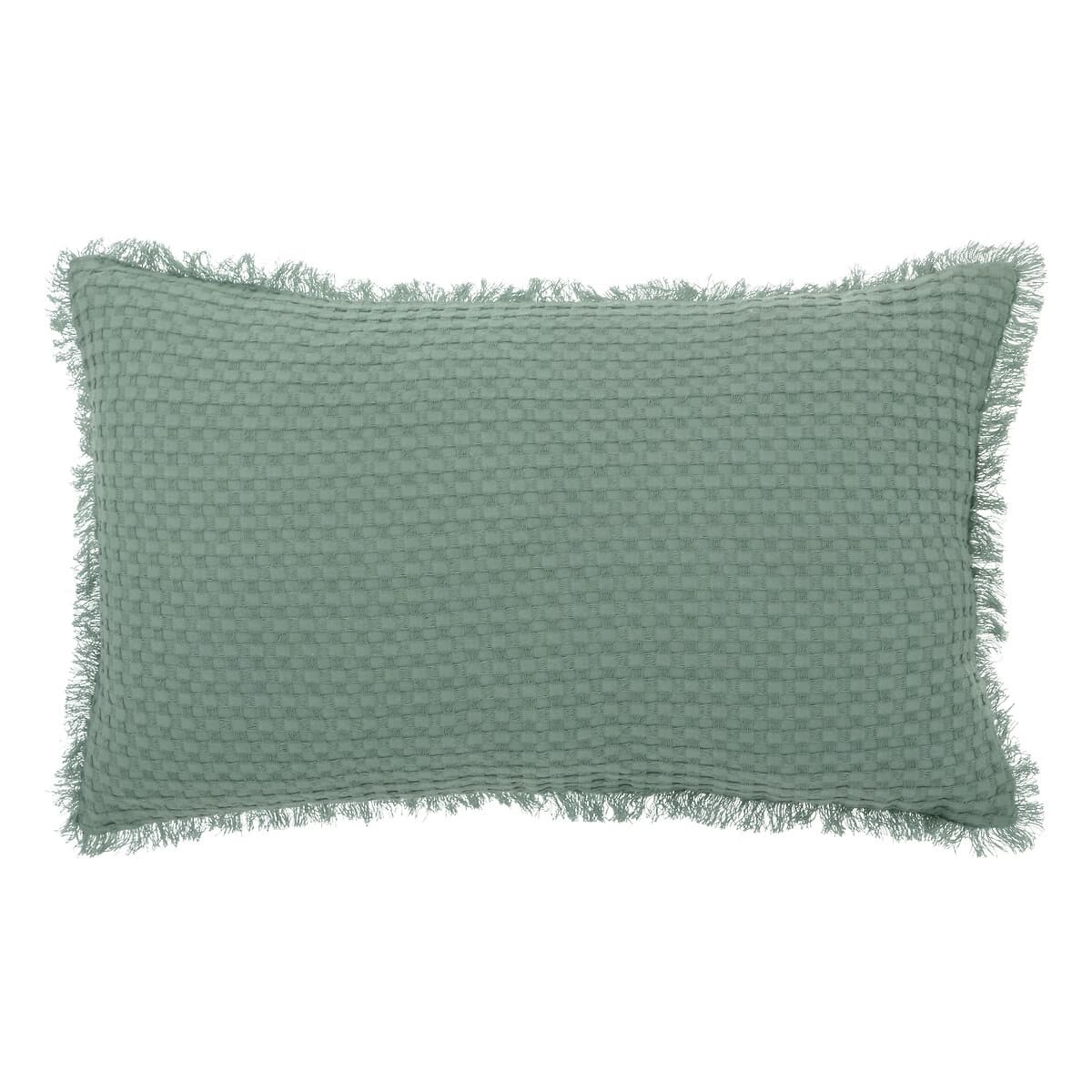 Coussin nid d'abeille vert céladon 30x50