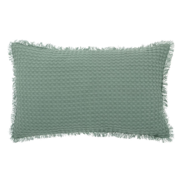 Coussin nid d'abeille vert céladon 30x50