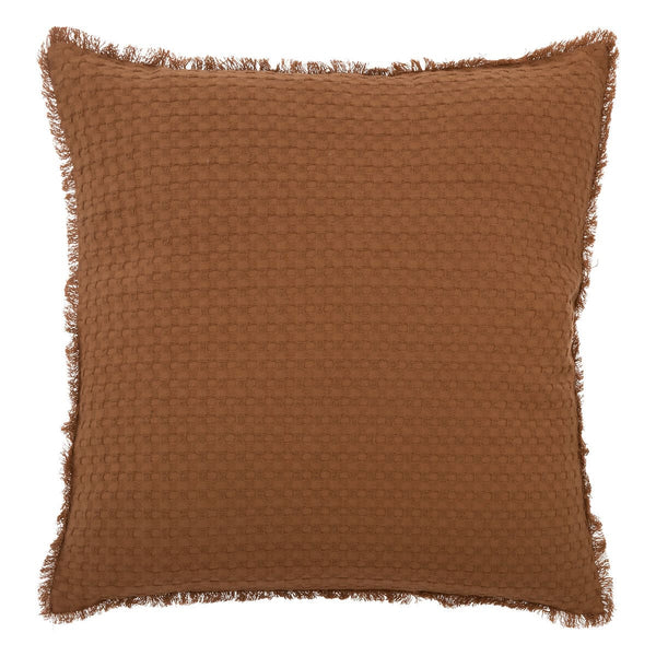 Coussin carré terracotta à motif nid d'abeille