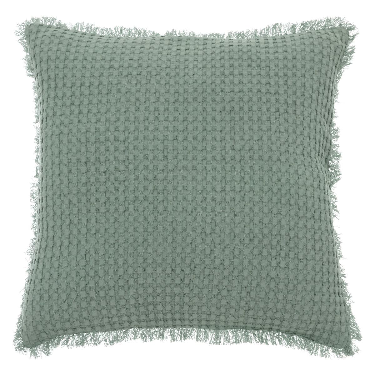 Coussin nid d'abeille vert céladon 40x40