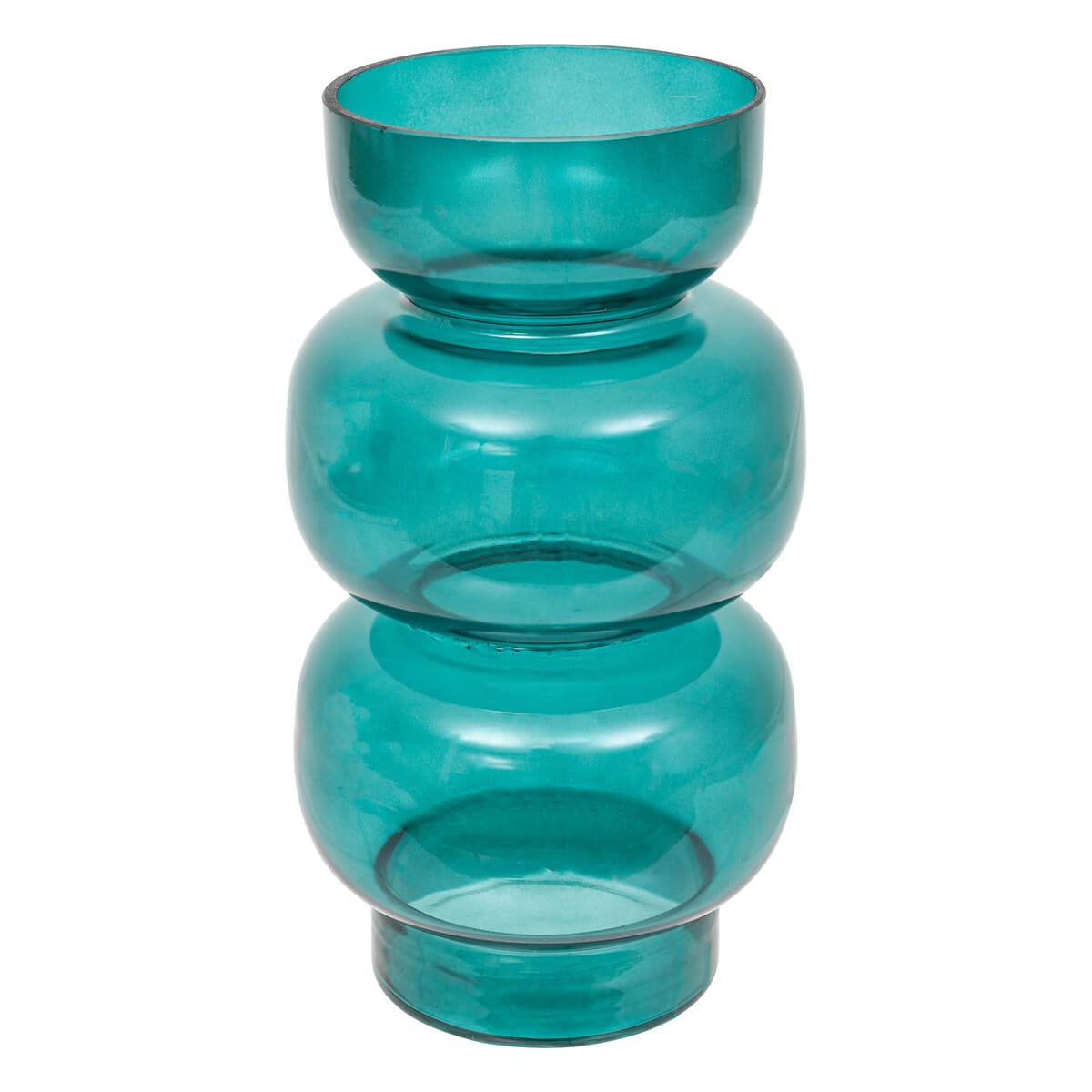Vase en verre vintage bleu canard H25