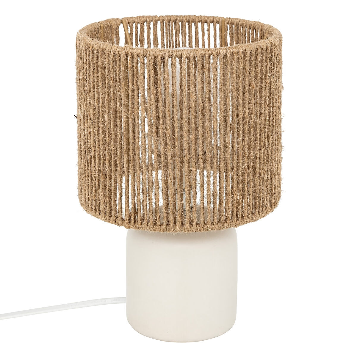 Lampe céramique blanche corde H24