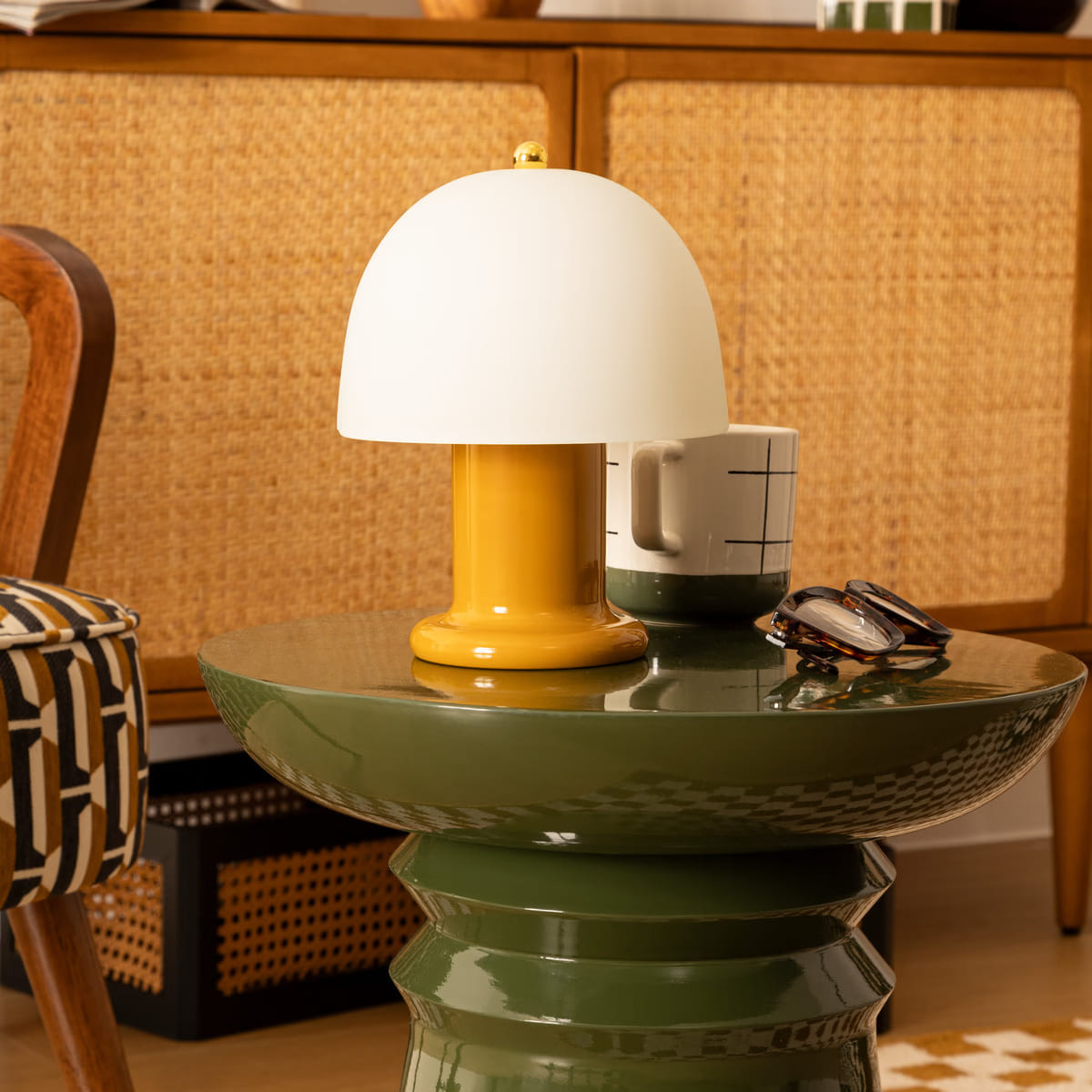 Lampe à poser champignon ocre H21