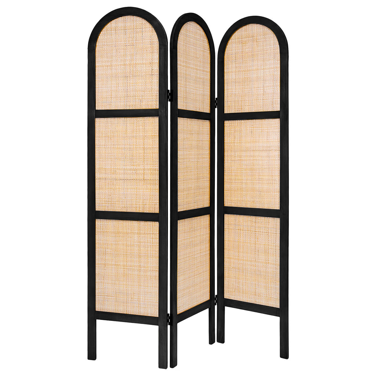 Paravent en bois et rotin noir H170