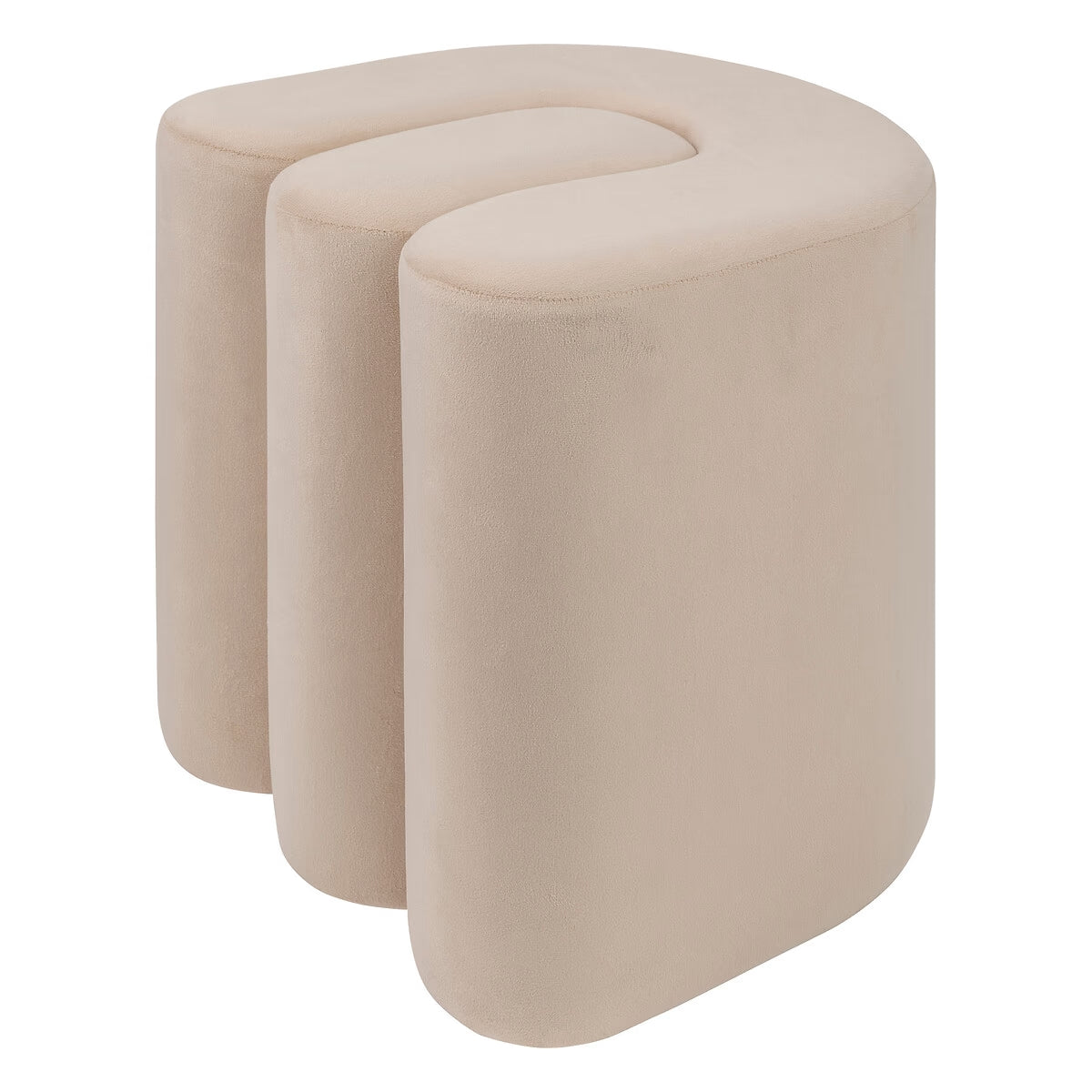 Pouf en velours beige