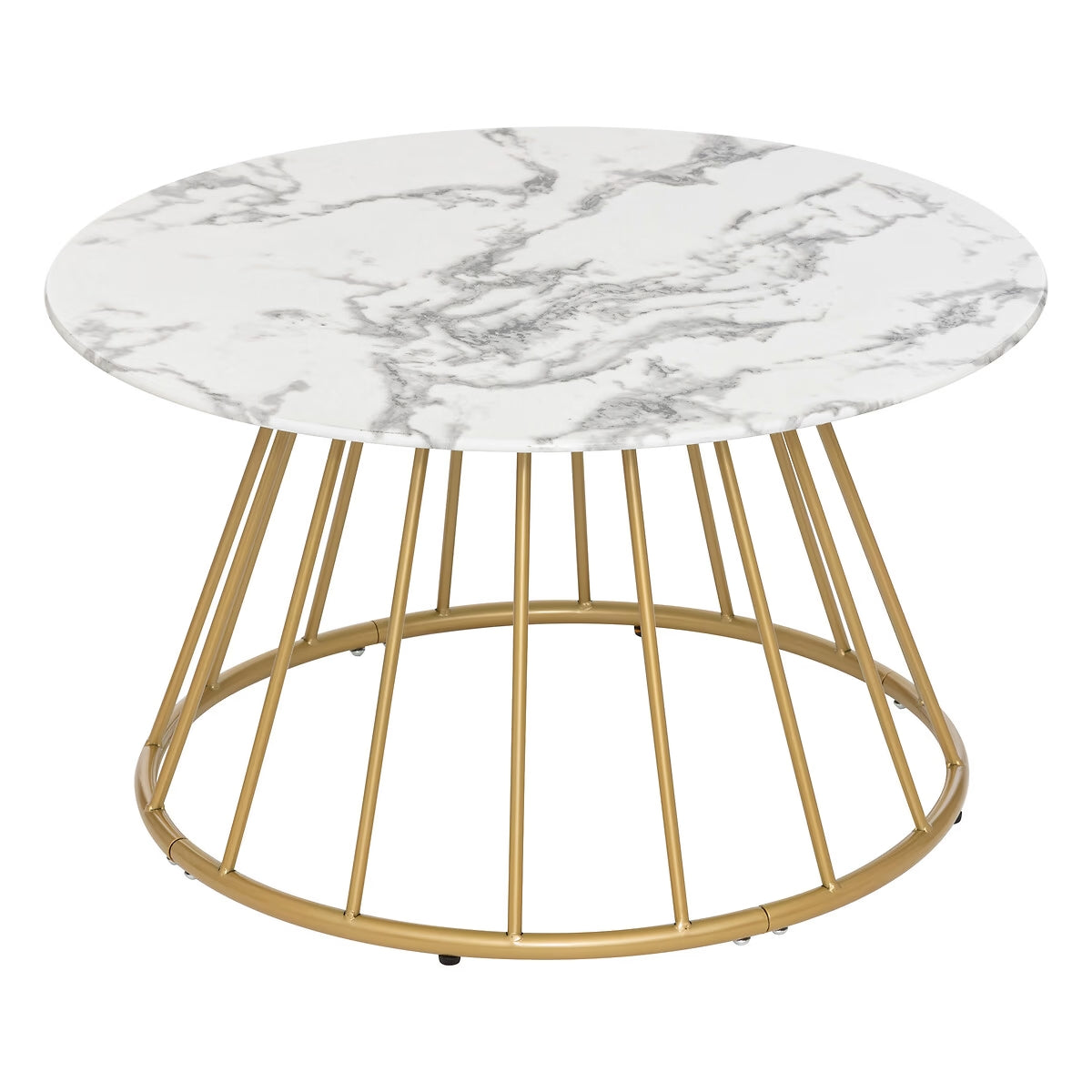 Table basse effet marbre pied doré D70