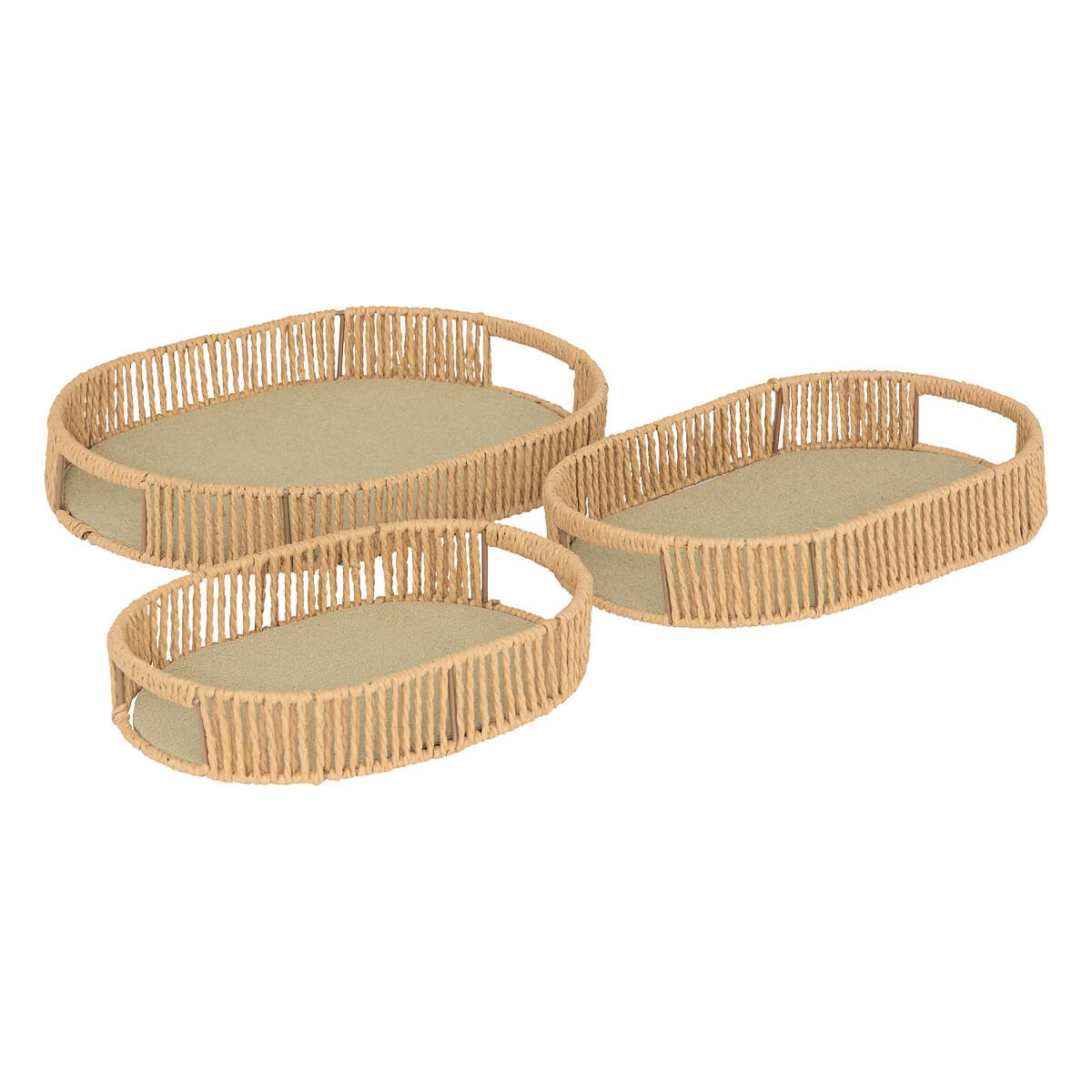 Lot de 3 plateaux en rotin