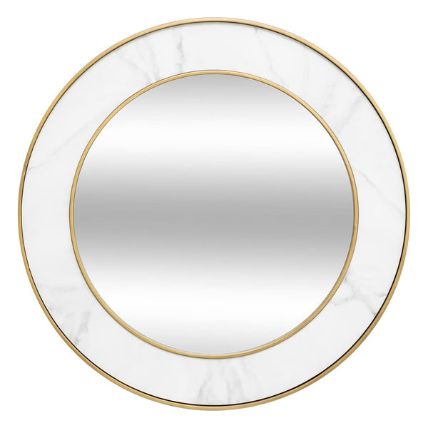 Miroir en métal doré et effet marbre blanc D75