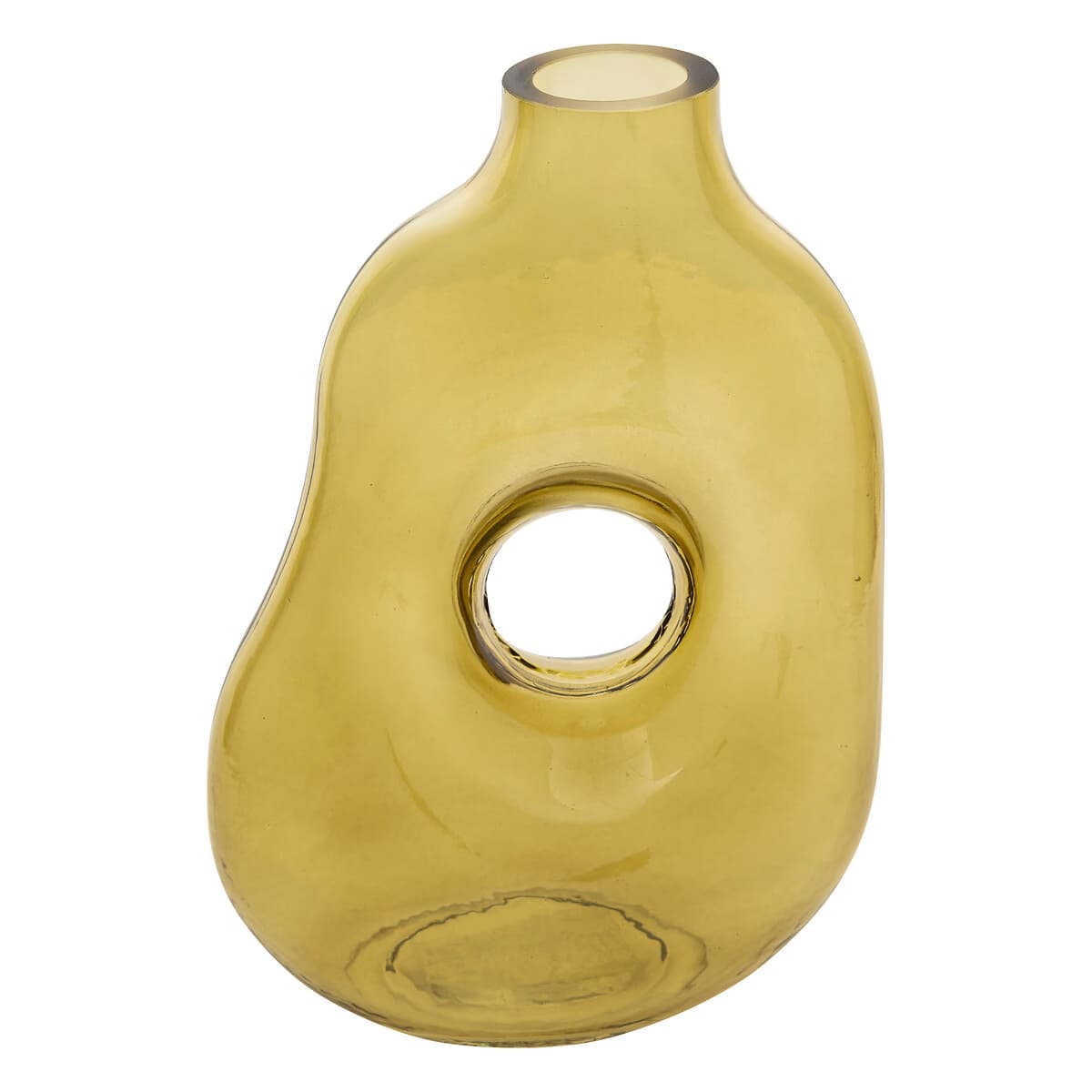 Vase destructuré en verre kaki H25