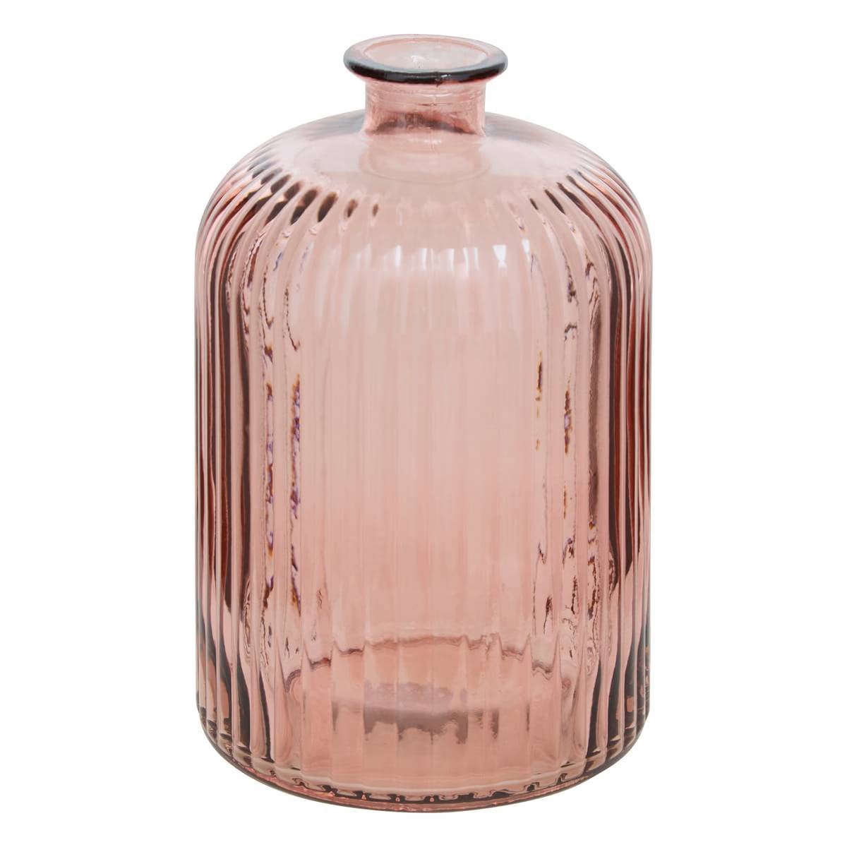 Vase bocal en verre rose H23
