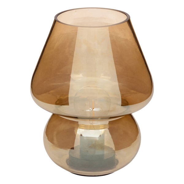 Lampe déco à poser champignon led H19cm marron