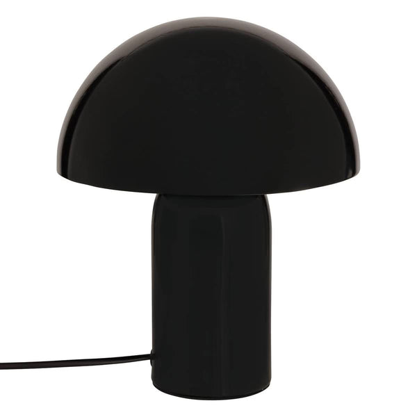 Lampe à poser champignon en métal noir avec abat-jour rond