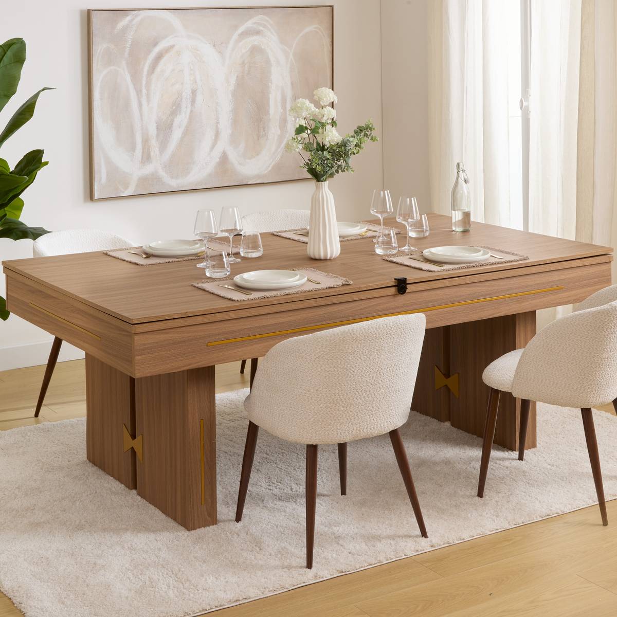 Table 3 en 1 billard, ping-pong et table à manger 215 x 122 cm effet bois