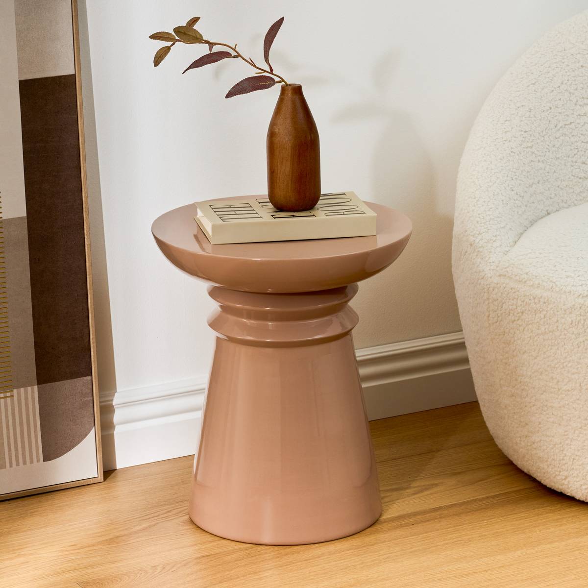 Table d'appoint totem en métal moka D38 cm