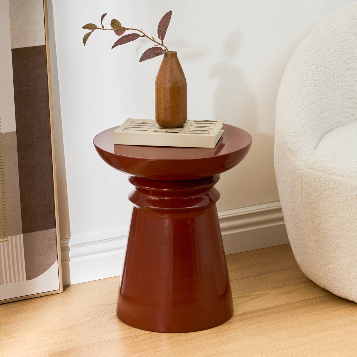 Table d'appoint totem en métal rouille D38 cm