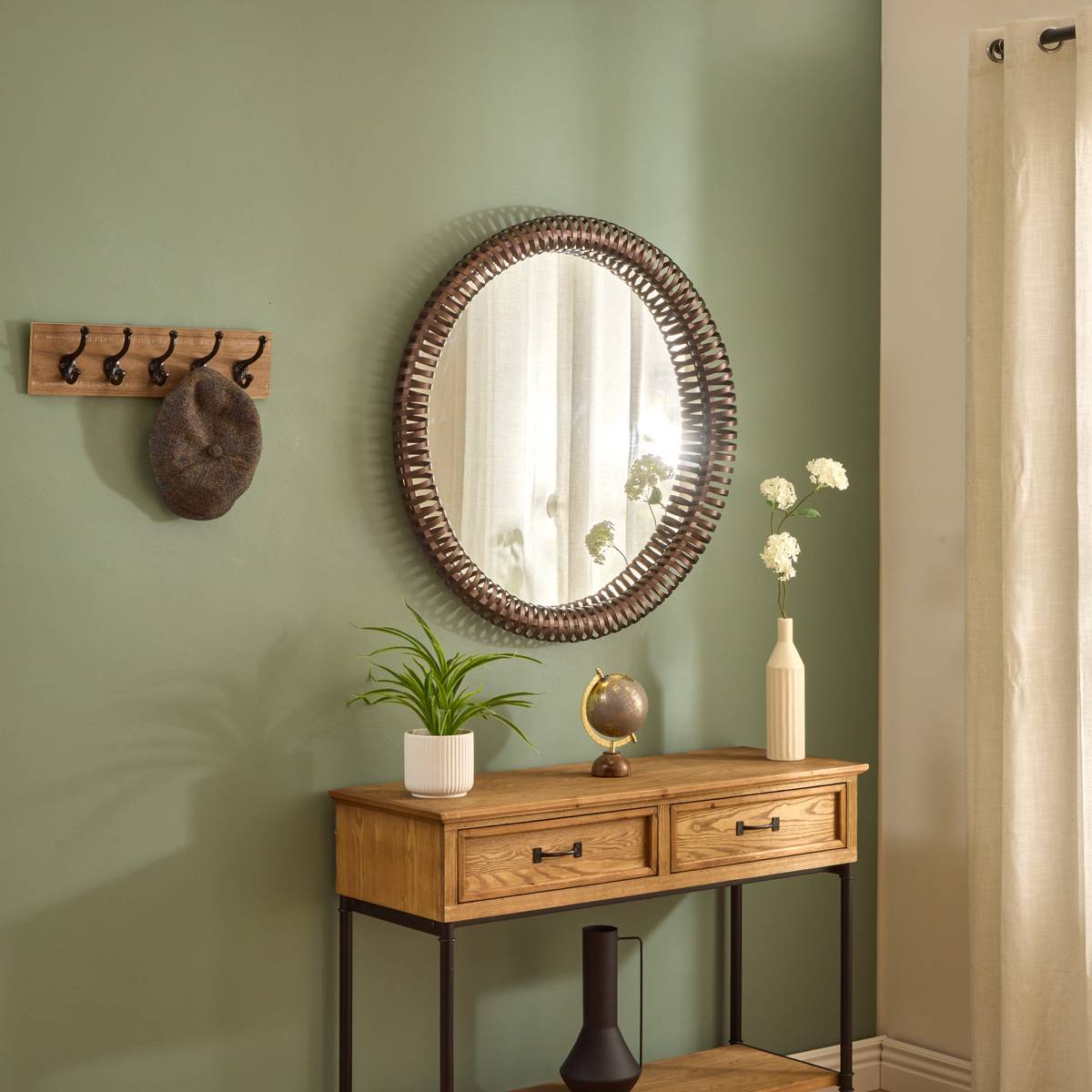 Miroir rond soleil en métal tonka D90 cm