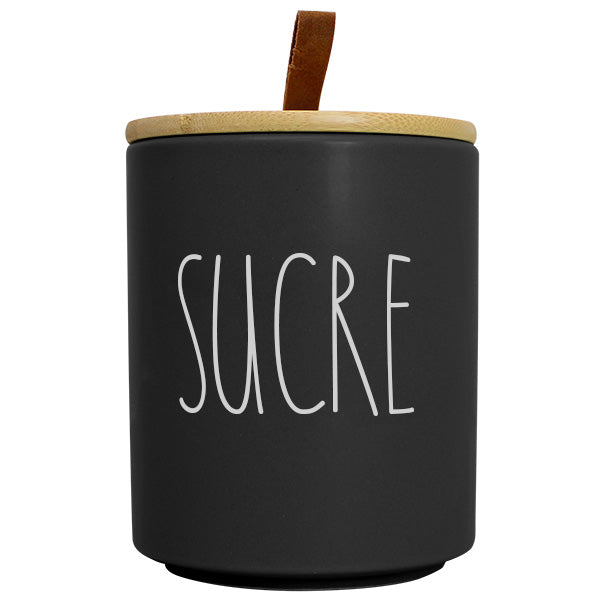Pot en céramique noir avec couvercle bambou SUCRE