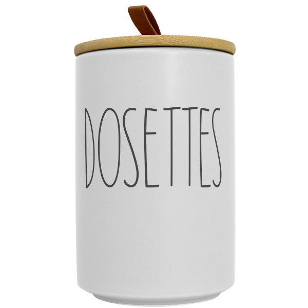 Pot en céramique blanc avec couvercle bambou DOSETTE