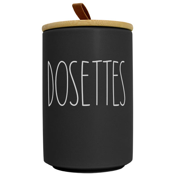 Pot en céramique noir avec couvercle bambou DOSETTE